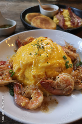 Shrimp Omelet on a Rice a delicious and healthy meal