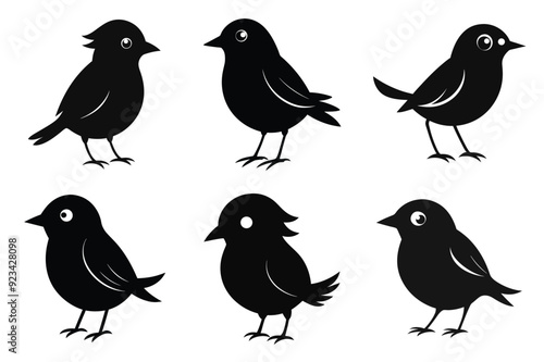 Bird silhouette vector art illustration set