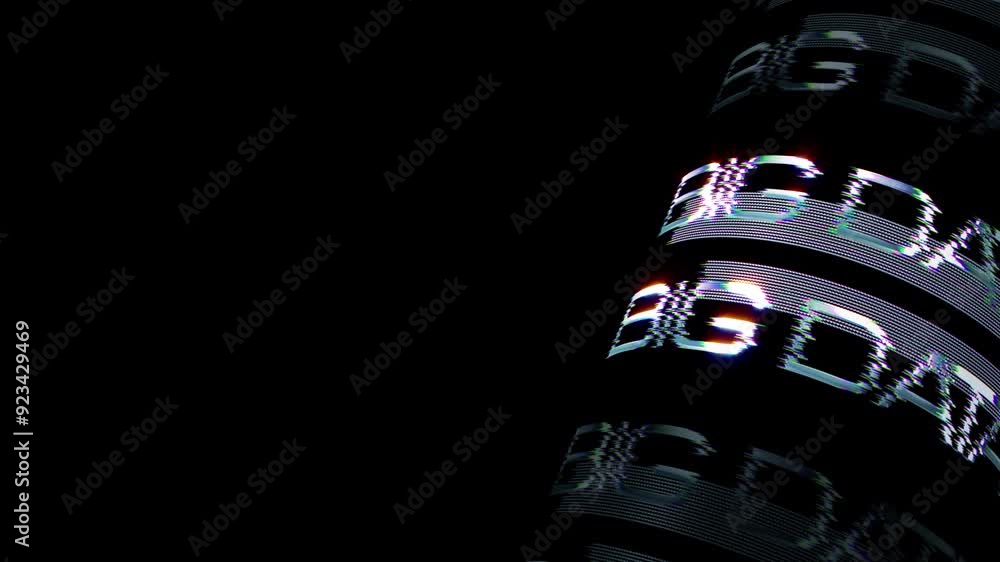 Big Data 3D neon silver glitch text tube loop animation on black ...