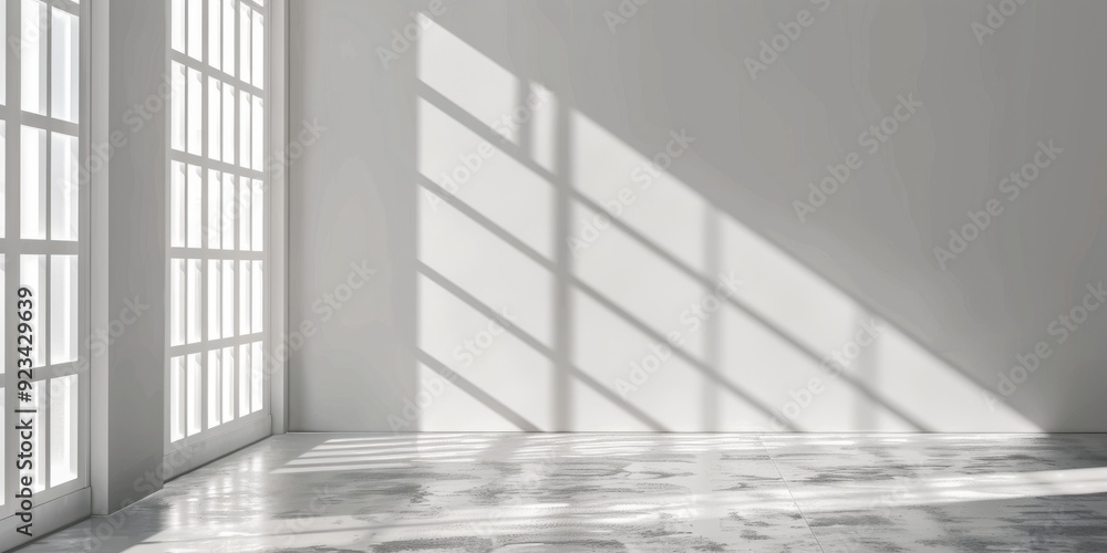 A large, empty room with a window that lets in sunlight A large, empty room with a window that lets in sunlight
