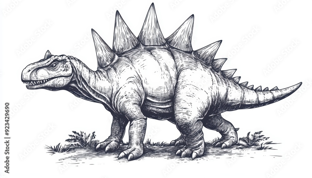 Stegosaurus illustration showcasing unique features in a prehistoric landscape Stegosaurus illustration showcasing unique features in a prehistoric landscape