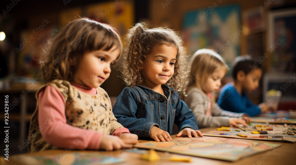 Fototapeta premium children playing in a classroom