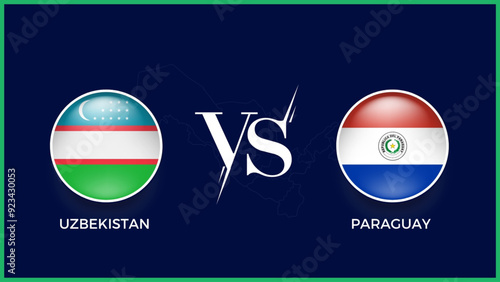 Uzbekistan vs paraguay broadcast template for sports FIFA Futsal World 2024. vector illustration