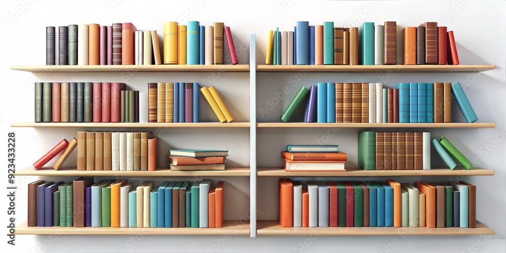 Exciting books in bright bindings are tightly packed on shelves in the library. Study, classroom, university, office, library. Exciting books in bright bindings are tightly packed on shelves in the library. Study, classroom, university, office, library.
