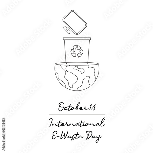 line art of International E-Waste Day good for International E-Waste Day celebrate. line art.