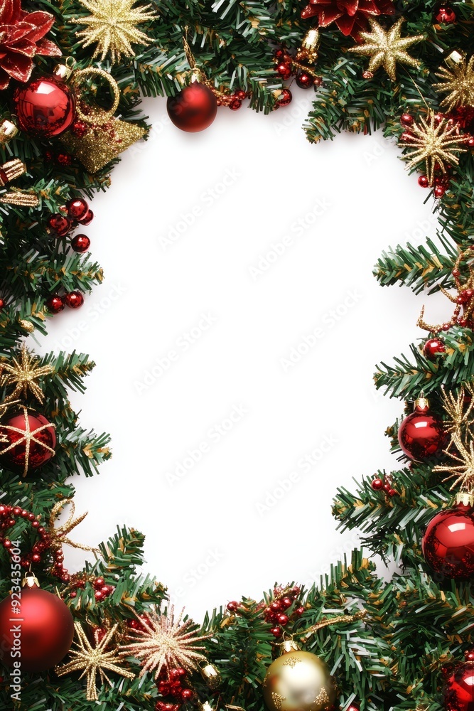 Christmas Tree on White Background, Elegant Iconic Design for Photo Frame Generative AI Christmas Tree on White Background, Elegant Iconic Design for Photo Frame Generative AI