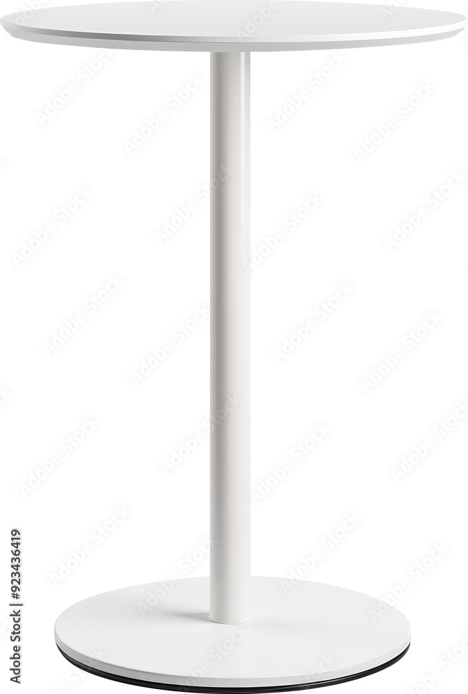 A minimalist white table with a round top and base. A minimalist white table with a round top and base.