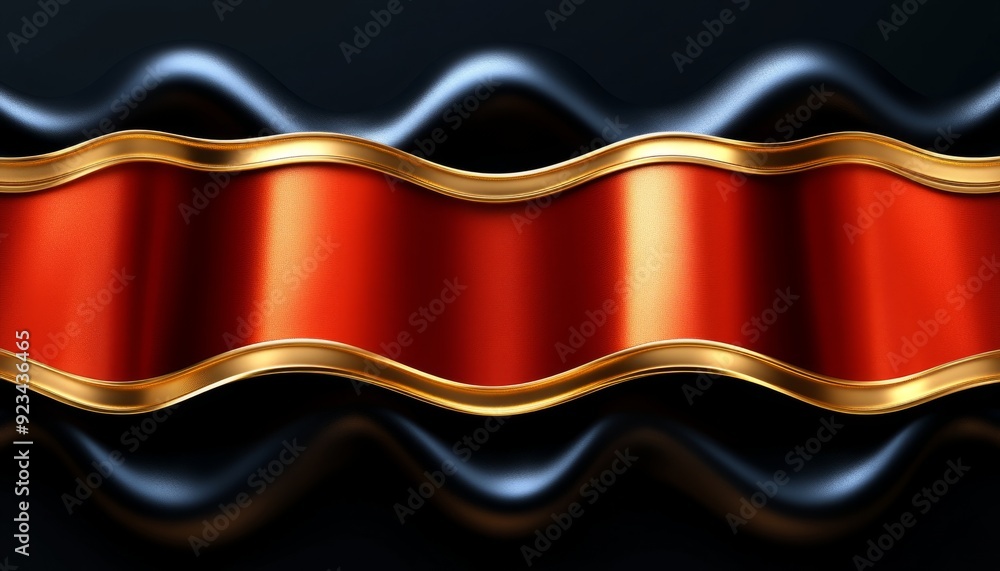 Fototapeta premium Abstract Background with Wavy Red, Black, and Gold Textures