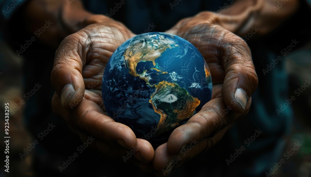 A person holds a small globe in their hands, symbolizing care for the Earth and its future A person holds a small globe in their hands, symbolizing care for the Earth and its future