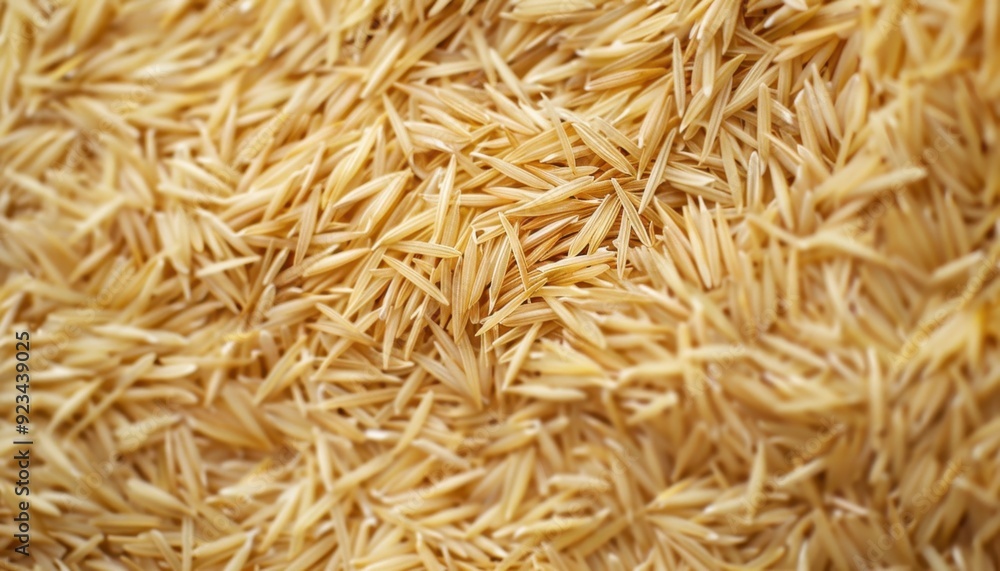 Close-up of uncooked golden rice grains scattered on a surface Close-up of uncooked golden rice grains scattered on a surface