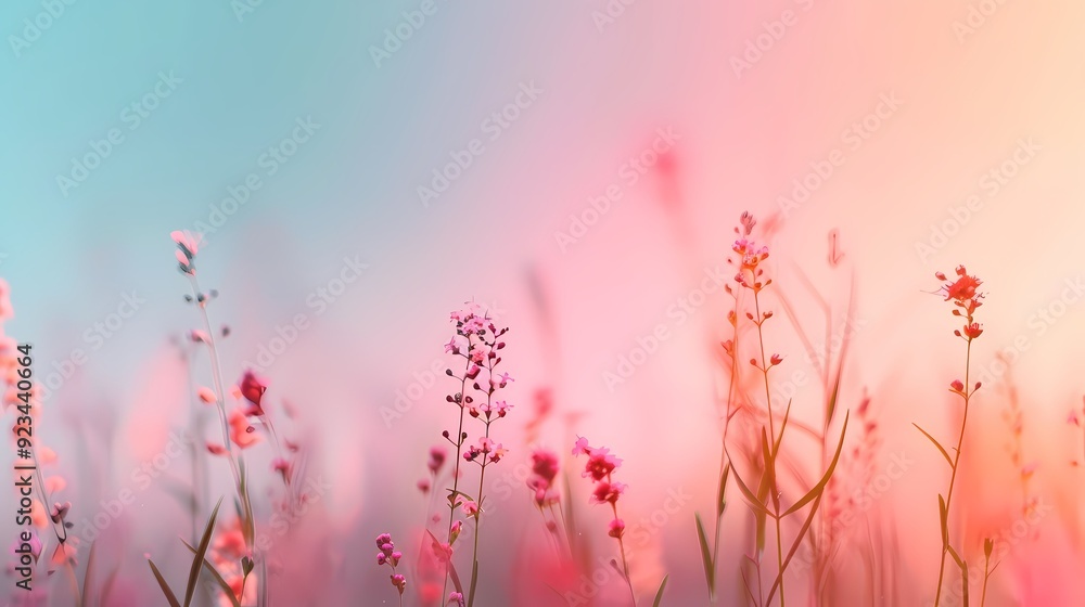 A serene landscape featuring soft pink flowers against a pastel background, evoking tranquility and beauty in nature. A serene landscape featuring soft pink flowers against a pastel background, evoking tranquility and beauty in nature.