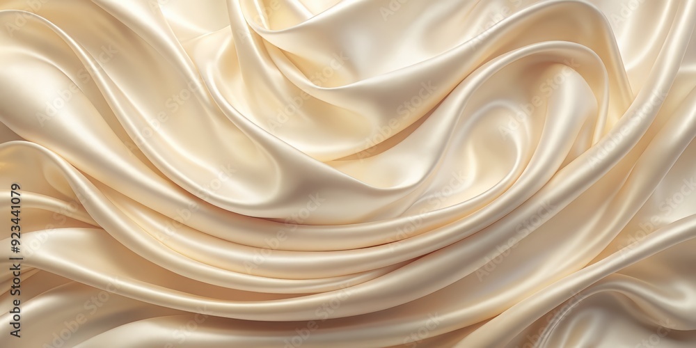 Fototapeta premium Softly illuminated, creamy silk texture featuring gentle, smooth lines and subtle sheen, set against a calming pastel background, perfect for elegant wallpaper or design accents.