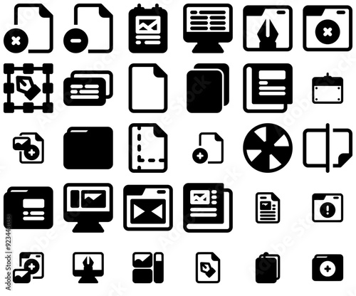 A Collection Of Graphic Design 2 Glyph Icons Collection Isolated Silhouette Solid Icons Including File,Web,Document,Layout,Edit-Tools Business Infographic Elements Logo Vector Illustration