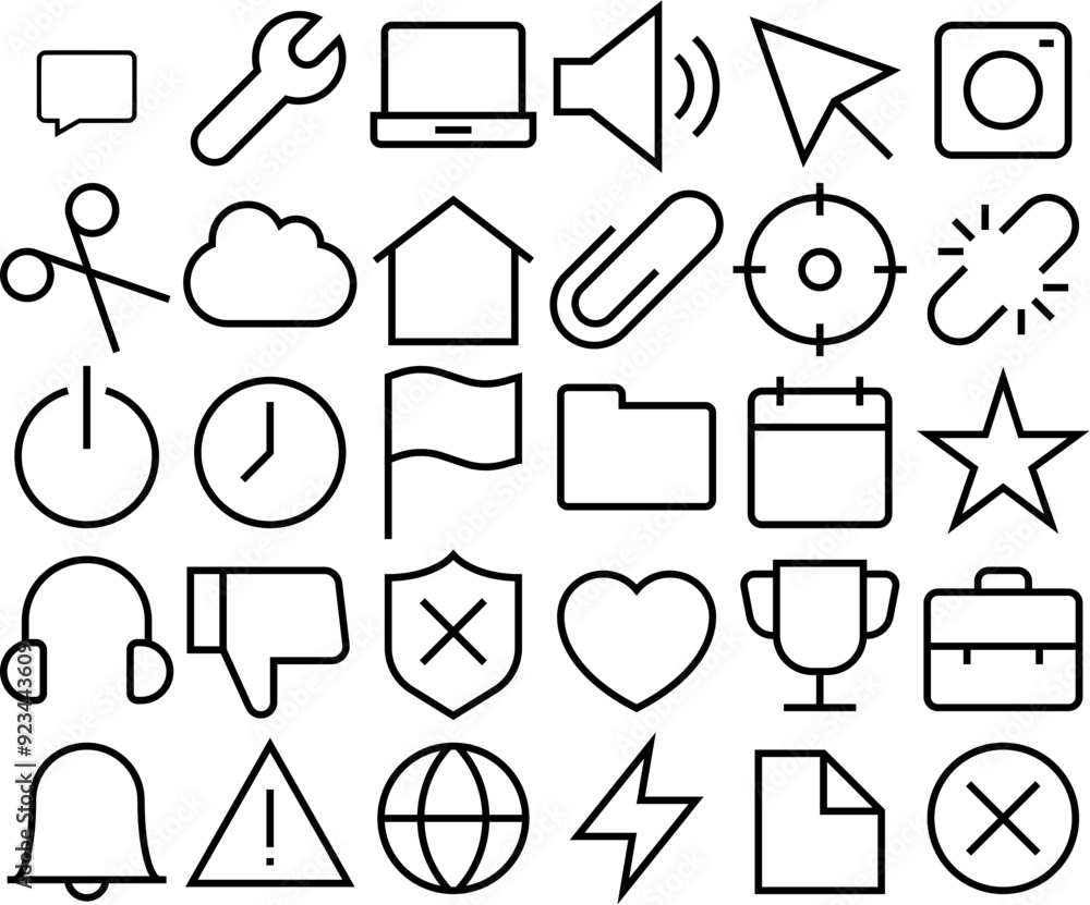 Set Of Linear General Ui Line Icons Icons Silhouette Vector Logo Design ...