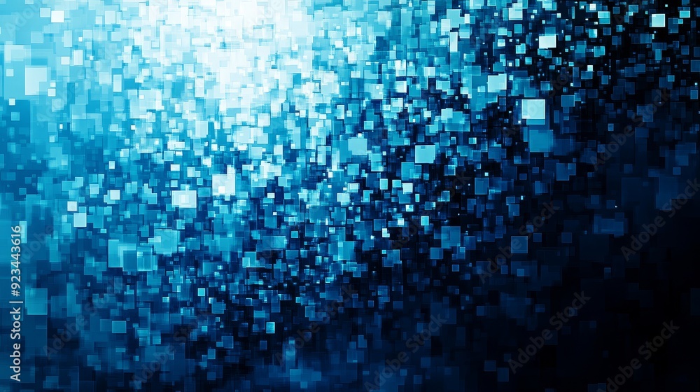 Obraz premium A mesmerizing abstract background featuring a blue gradient and a multitude of squares symbolizing data, technology, innovation, and the digital world.