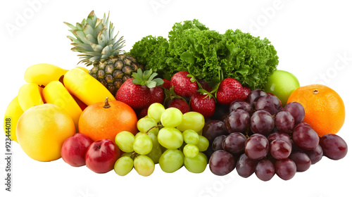 Fototapeta Naklejka Na Ścianę i Meble -  fresh colorful assortment of fruits and vegetables isolated on white or transparent png