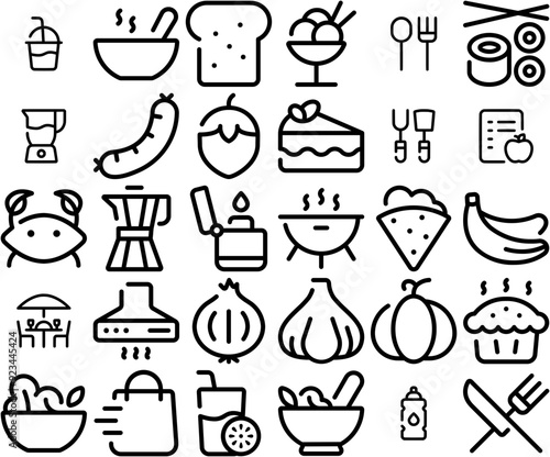 A Collection Of Food Kitchen Vector Symbols Apps, Websites Ui Designs Suitable For Healthy,Food,Kitchen,Vegetable,Drink Vector Icons Illustration Collection