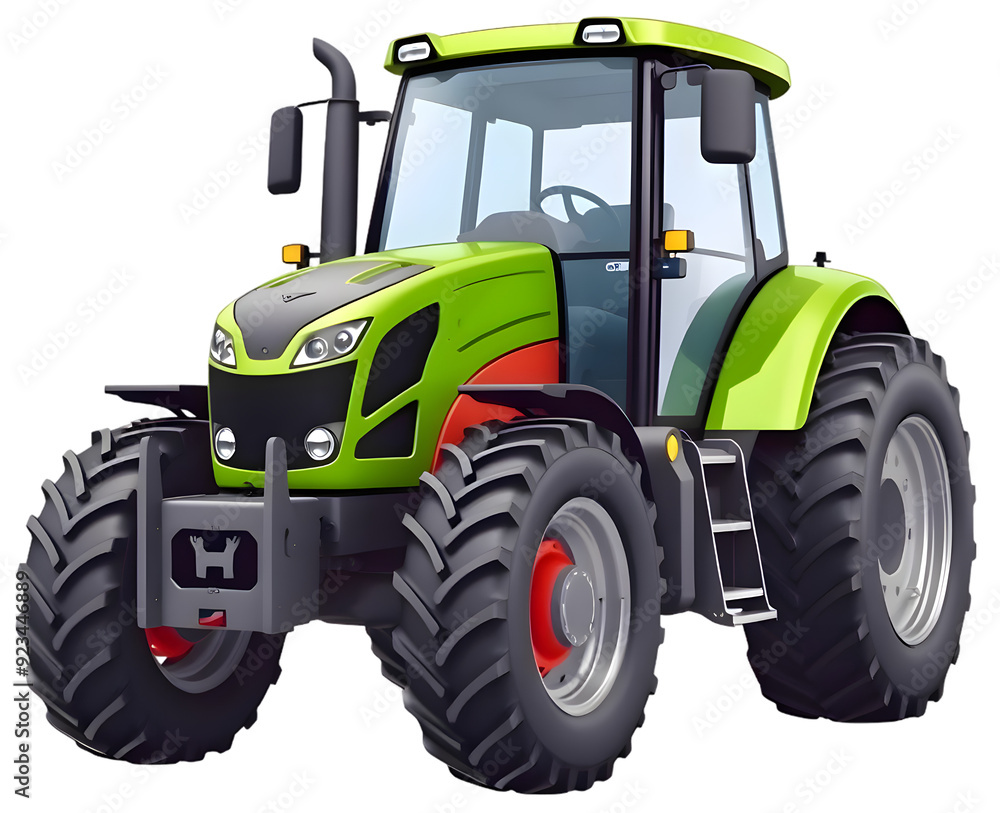 Obraz premium green tractor isolated on transparent background.