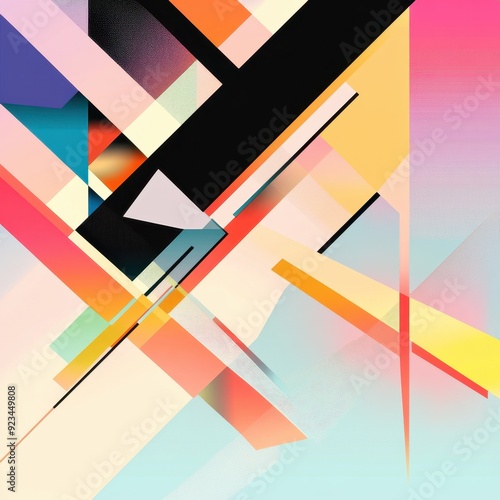 Abstract Geometric Background with Vibrant Colors and Overlapping Shapes.