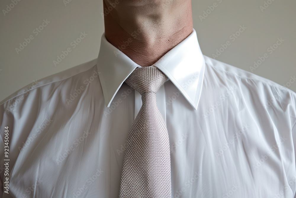 Shirt And Tie. Close-Up of Businessman Wearing White Attire and Tie Shirt And Tie. Close-Up of Businessman Wearing White Attire and Tie