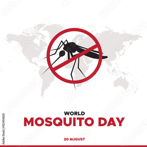 World Mosquito Day, 20 August, Mosquito Day Greeting Card, editable template, World Mosquito Day stock illustration, eps file.