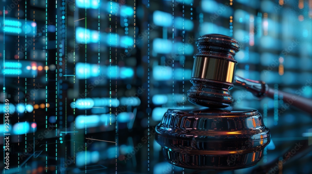 Judicial gavel at artificial intelligence data center Judicial gavel at artificial intelligence data center