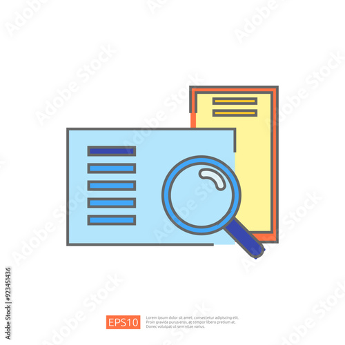 A magnifying glass over a document, representing the concept of research, investigation, and analysis.