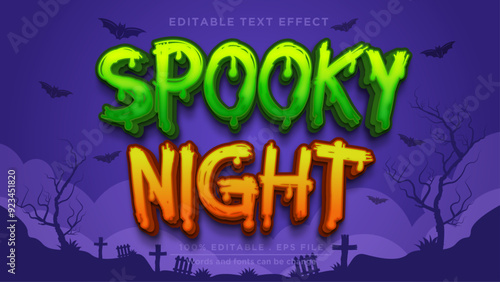  Editable text effect halloween theme, Spooky night text template