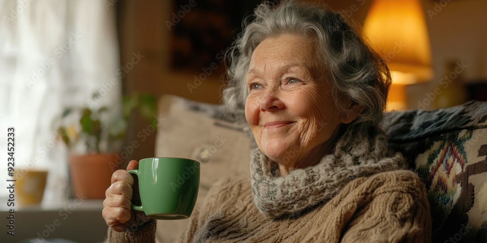 Elderly Woman Enjoying a Cup of Tea Elderly Woman Enjoying a Cup of Tea