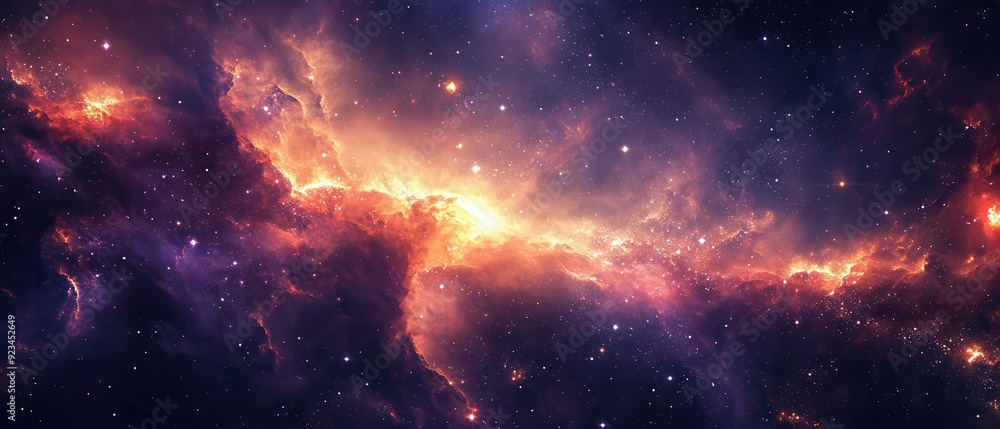 Cosmic Nebula with Stars, Orange and Purple Space Background Cosmic Nebula with Stars, Orange and Purple Space Background