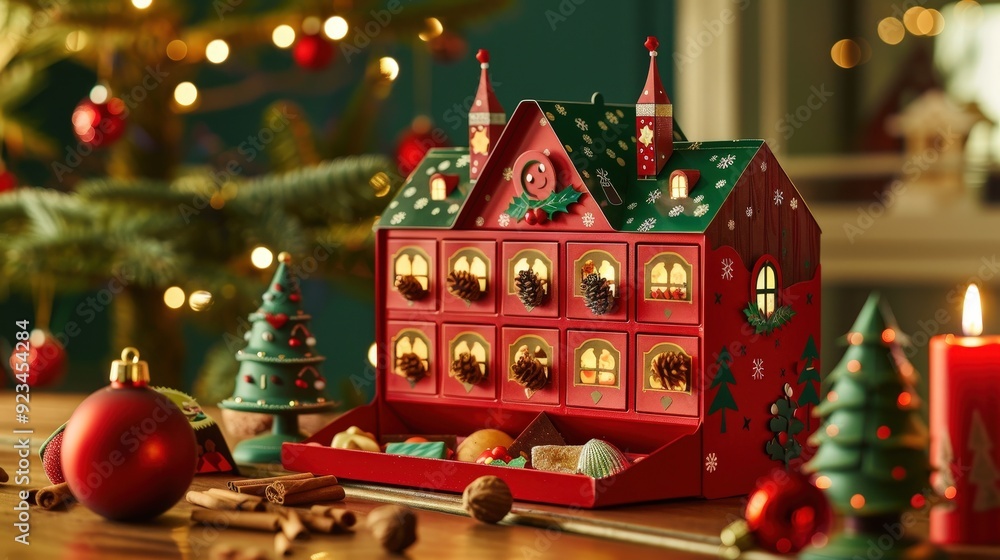 Fototapeta premium Advent calendars, with daily treats or activities, build excitement as families count down to Christmas Day