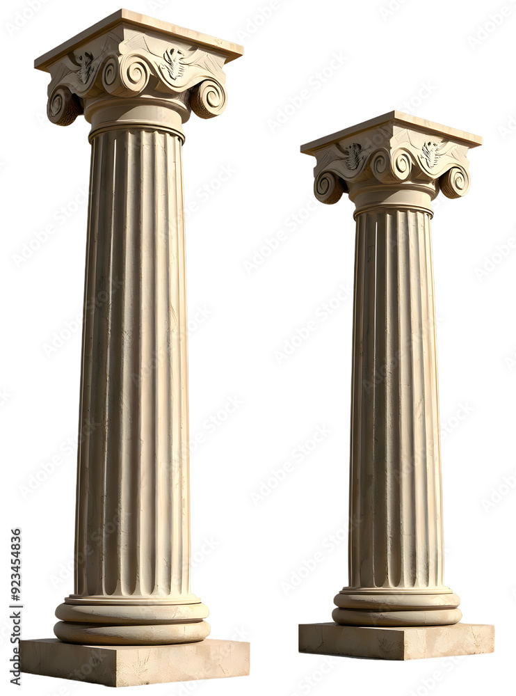 Fototapeta premium ancient column, marble column isolated on transparent background. vintage pillars isolated