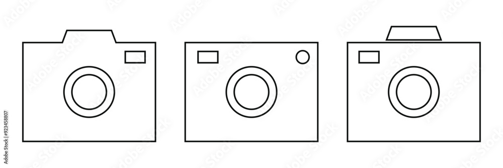 Camera icon set. photo camera in flat style symbol. photography camera line art signs Camera icon set. photo camera in flat style symbol. photography camera line art signs