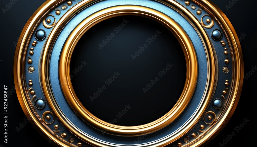 Gold and Blue Circular Frame with Intricate Design Gold and Blue Circular Frame with Intricate Design