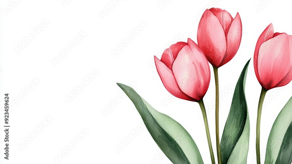 Tulip flower clipart, watercolor illustration with soft pink bloom, isolate on white background, pastel bokeh highlights for a springtime feel Tulip flower clipart, watercolor illustration with soft pink bloom, isolate on white background, pastel bokeh highlights for a springtime feel