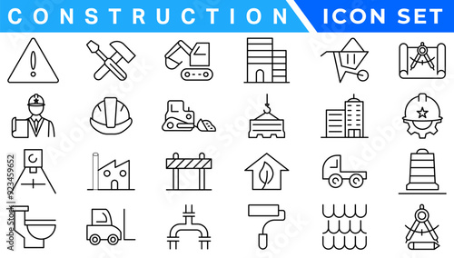 Outline web icons set - construction, home repair tools. Thin line web icons collection. Simple vector illustration