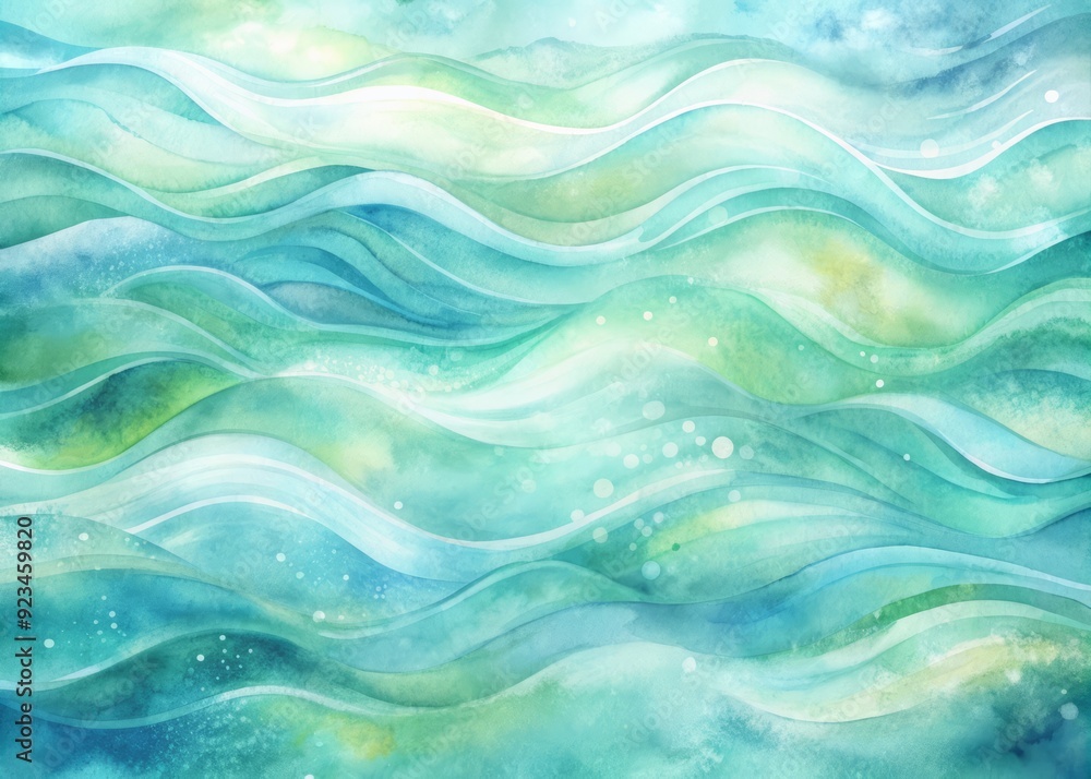 Ethereal abstract watercolor background featuring soft, dreamy hues of blue and green, with flowing water elements creating a seamless, wavy pattern. Ethereal abstract watercolor background featuring soft, dreamy hues of blue and green, with flowing water elements creating a seamless, wavy pattern.