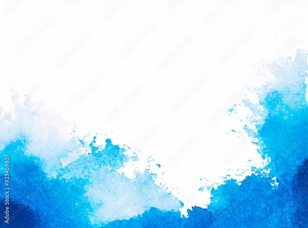 Obraz premium White background with light blue watercolor frame with copy space