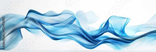 An abstract illustration of a blue wave flowing gracefully across a white background, symbolizing motion, fluidity, freedom, creativity, and energy.