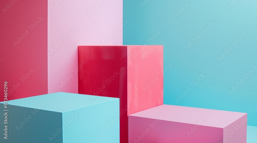 Colorful geometric shapes in a pastel-themed setup Colorful geometric shapes in a pastel-themed setup