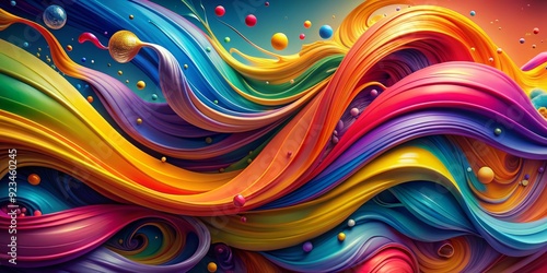 Vibrant colorful abstract background featuring wavy brush strokes, swirling ribbons, and dynamic splashes of paint, creating a mesmerizing 3D fluid design with textured acrylic elements.