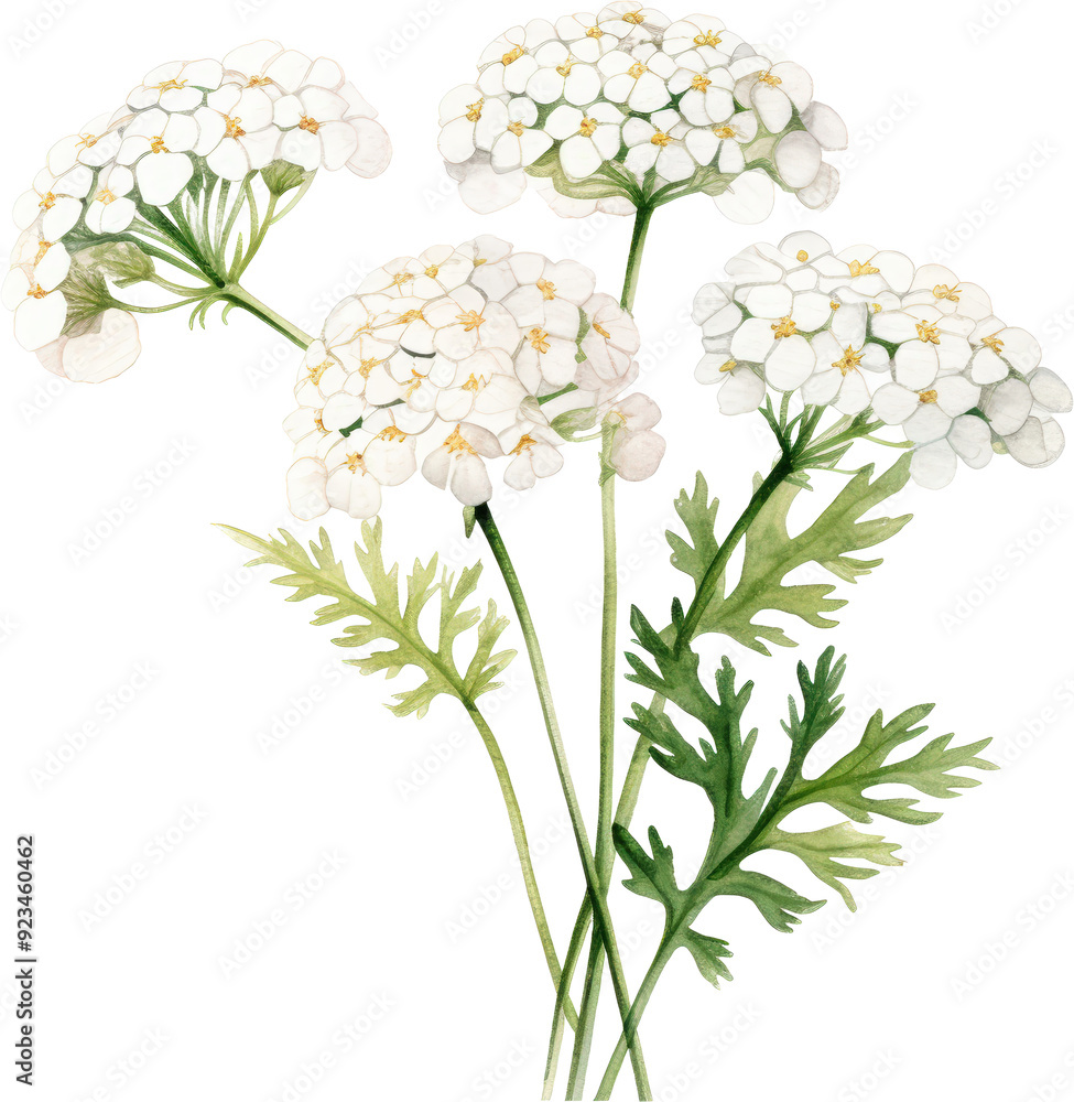 Fototapeta premium Close-up of delicate white flowers with green leaves.