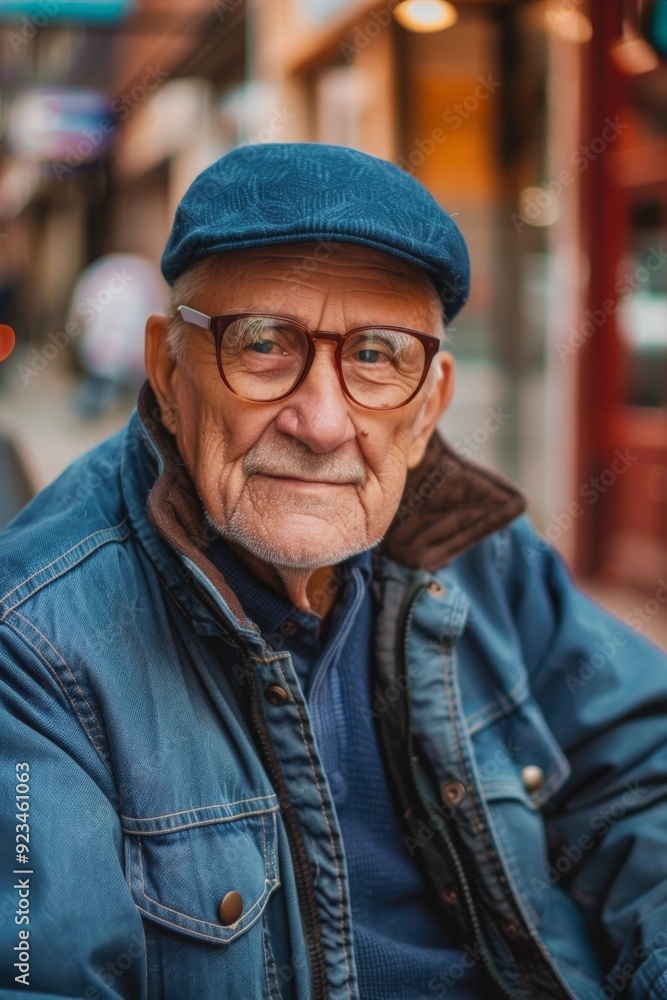 A close-up portrait of an elderly man wearing a blue denim jacket and a blue cap, sitting outdoors, capturing the essence of his wisdom, experience, and contemplative nature. A close-up portrait of an elderly man wearing a blue denim jacket and a blue cap, sitting outdoors, capturing the essence of his wisdom, experience, and contemplative nature.