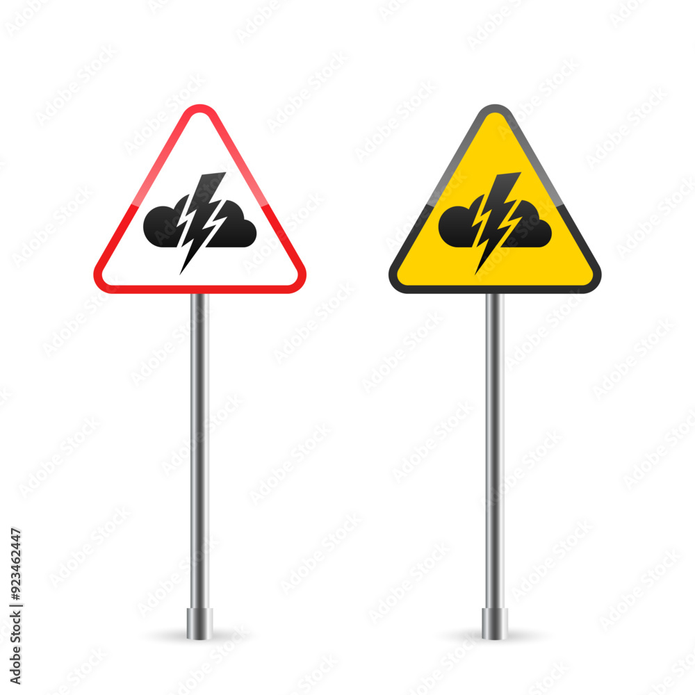 Severe weather sign on white background. Storm Hazard sign. Vector illustration Severe weather sign on white background. Storm Hazard sign. Vector illustration