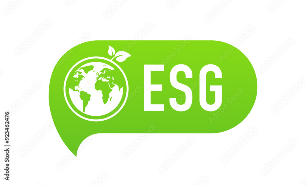 Green ESG Environmental, Social, Governance labels. Ecological production concept. Vector illustration Green ESG Environmental, Social, Governance labels. Ecological production concept. Vector illustration