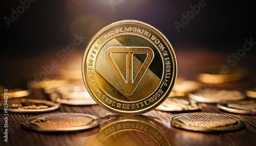 Toncoin Ton cryptocurrency coin. Design suitable to illustrate altcoin and digital asset concepts.  photo