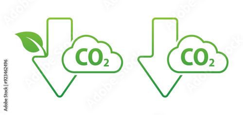 Reducing CO2 emissions to stop climate change sign. CO2 neutral logo carbon emission icon. Vector illustration