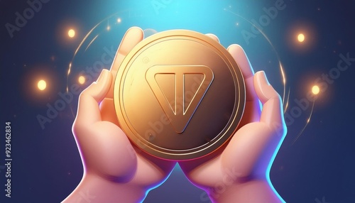 Toncoin Ton cryptocurrency coin. Design suitable to illustrate altcoin and digital asset concepts.  photo