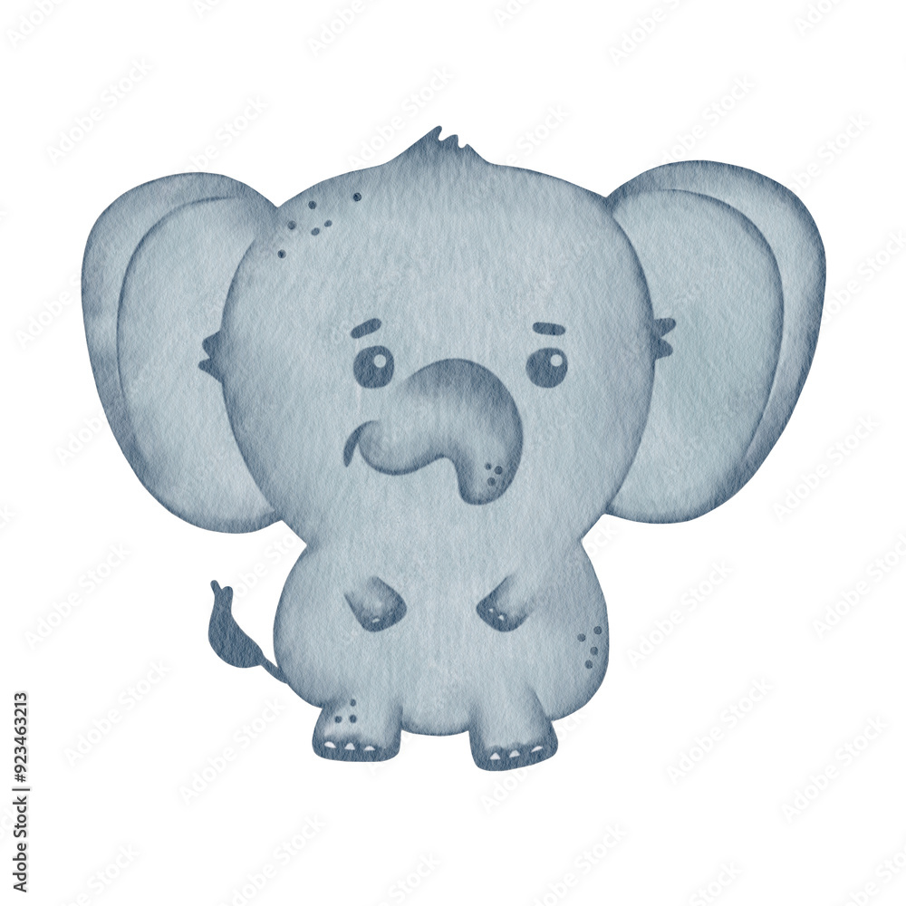 Fototapeta premium Cute gray elephant character illustration on a white background