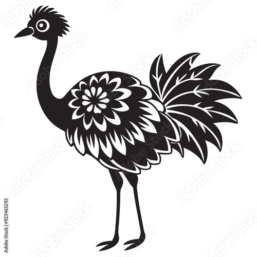 oral emu bird silhouette vector illustration on a white background